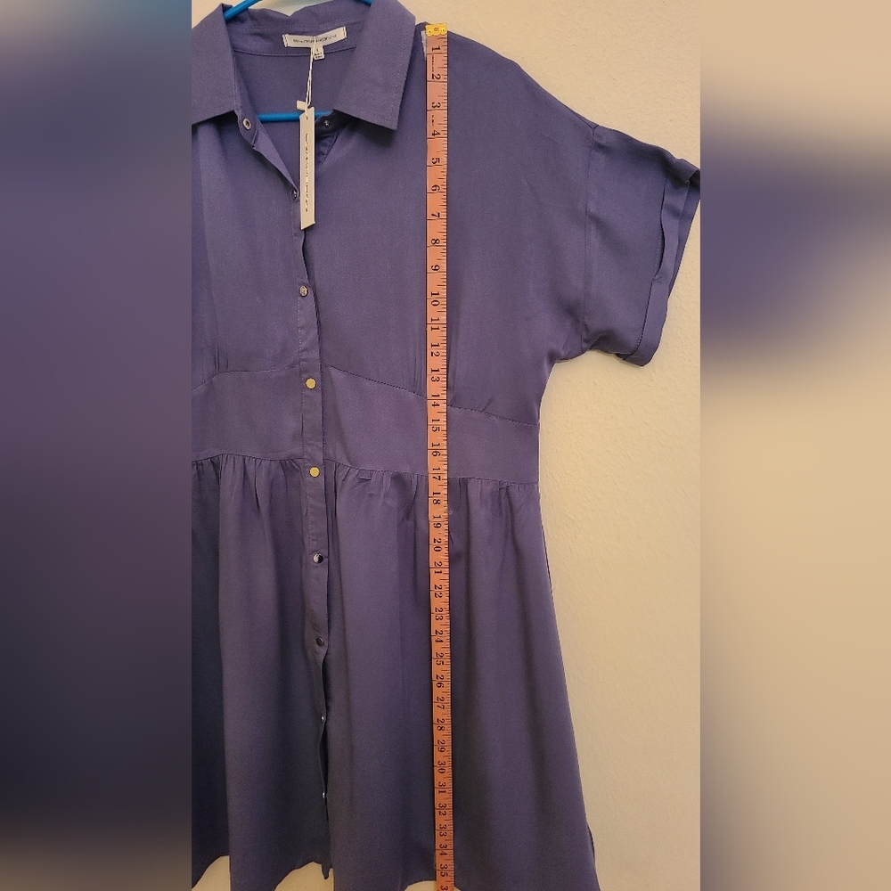 NWT Symphony Women's Light Blue Short Sleeve Button Up Dress - Size Large - Picture 7 of 8